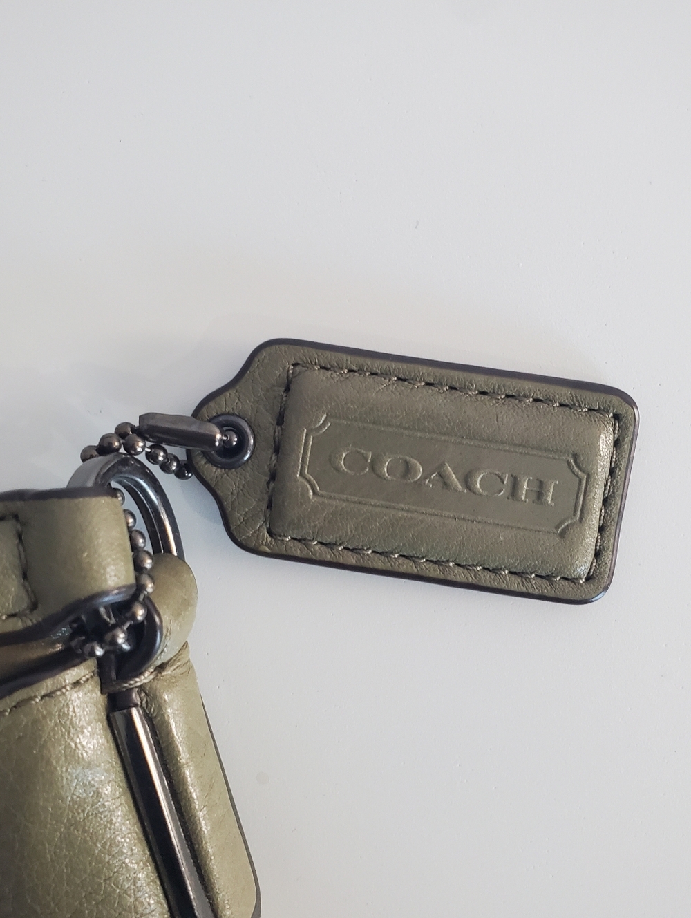 COACH MADISON LEATHER EAST WEST SWINGPACK OLIVE GREY ANTIQUE NICKEL - Picture 8 of 16